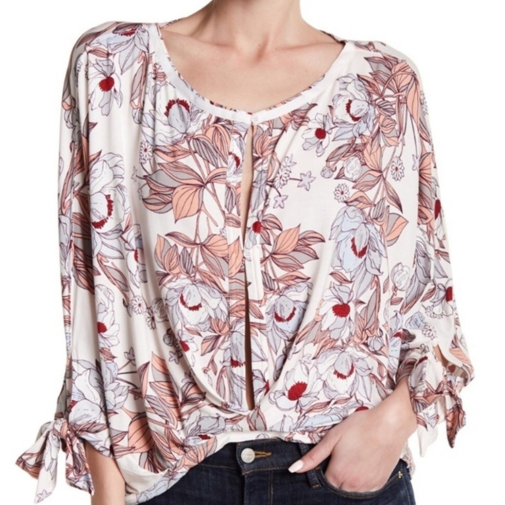 Free People Floral Peasant Blouse